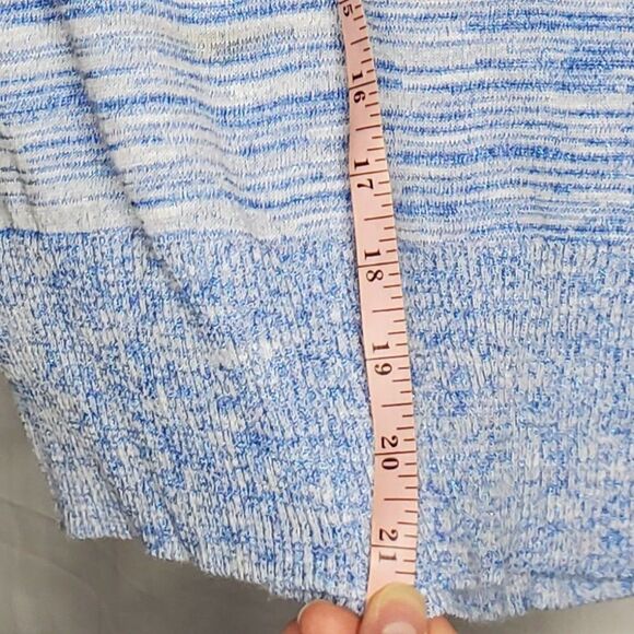 New York & Company Blue Sparkle and White Boat Neck Short Dolman Sleeve - Picture 10 of 14